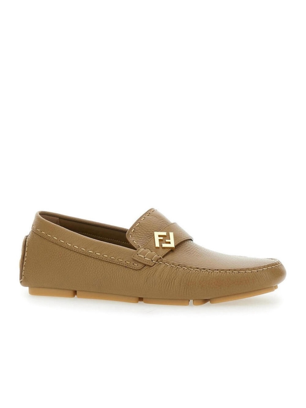 Fendi Men's FF Metal Leather Driver Loafers